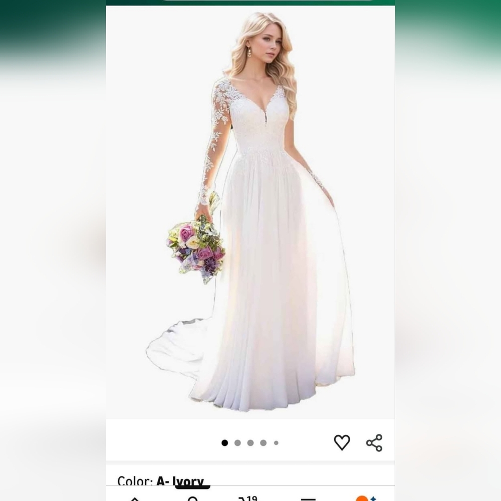 Ivory Lace Bridal Gown with Long Sleeves